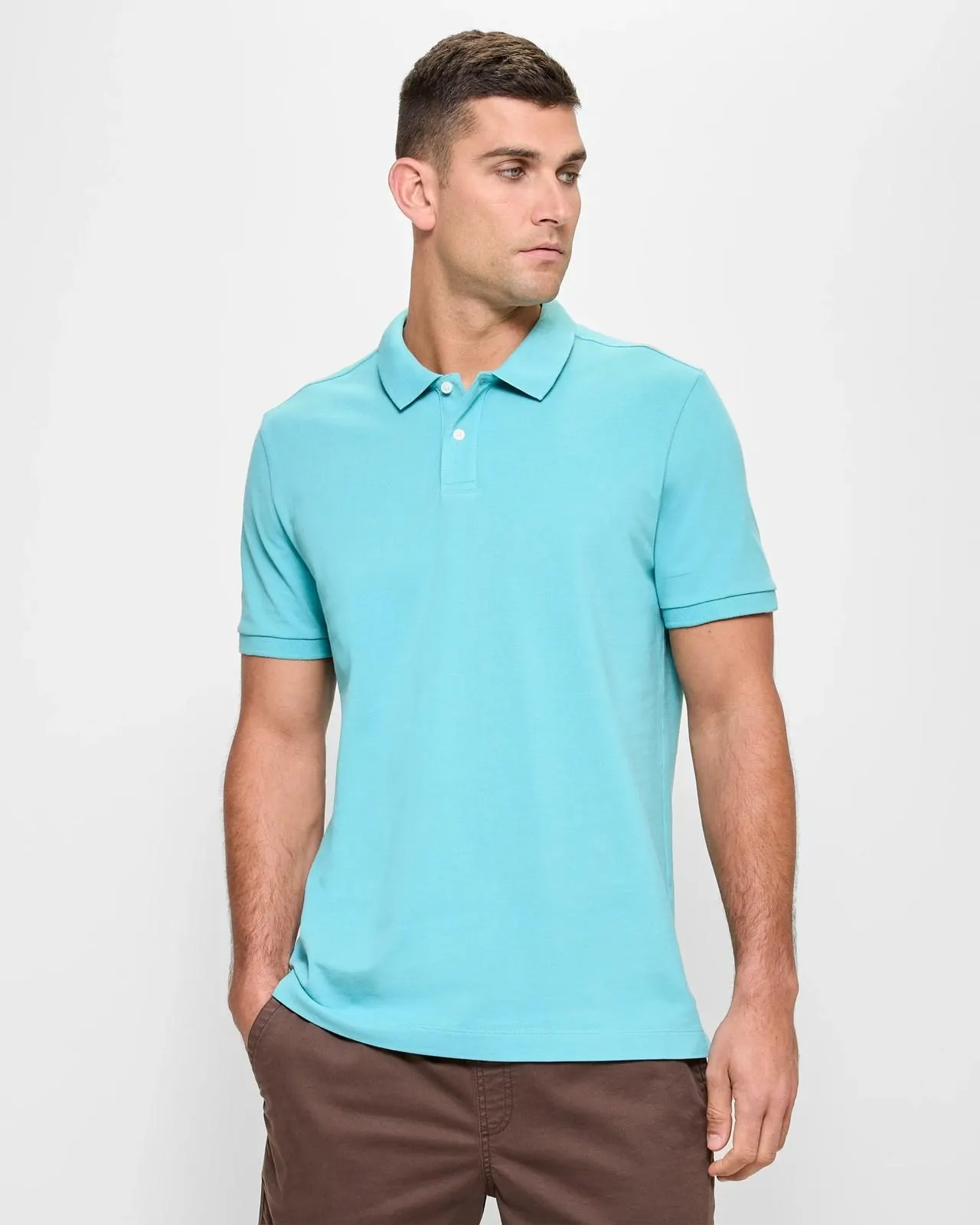 Australian Cotton Pique Polo Shirt - Porcelain