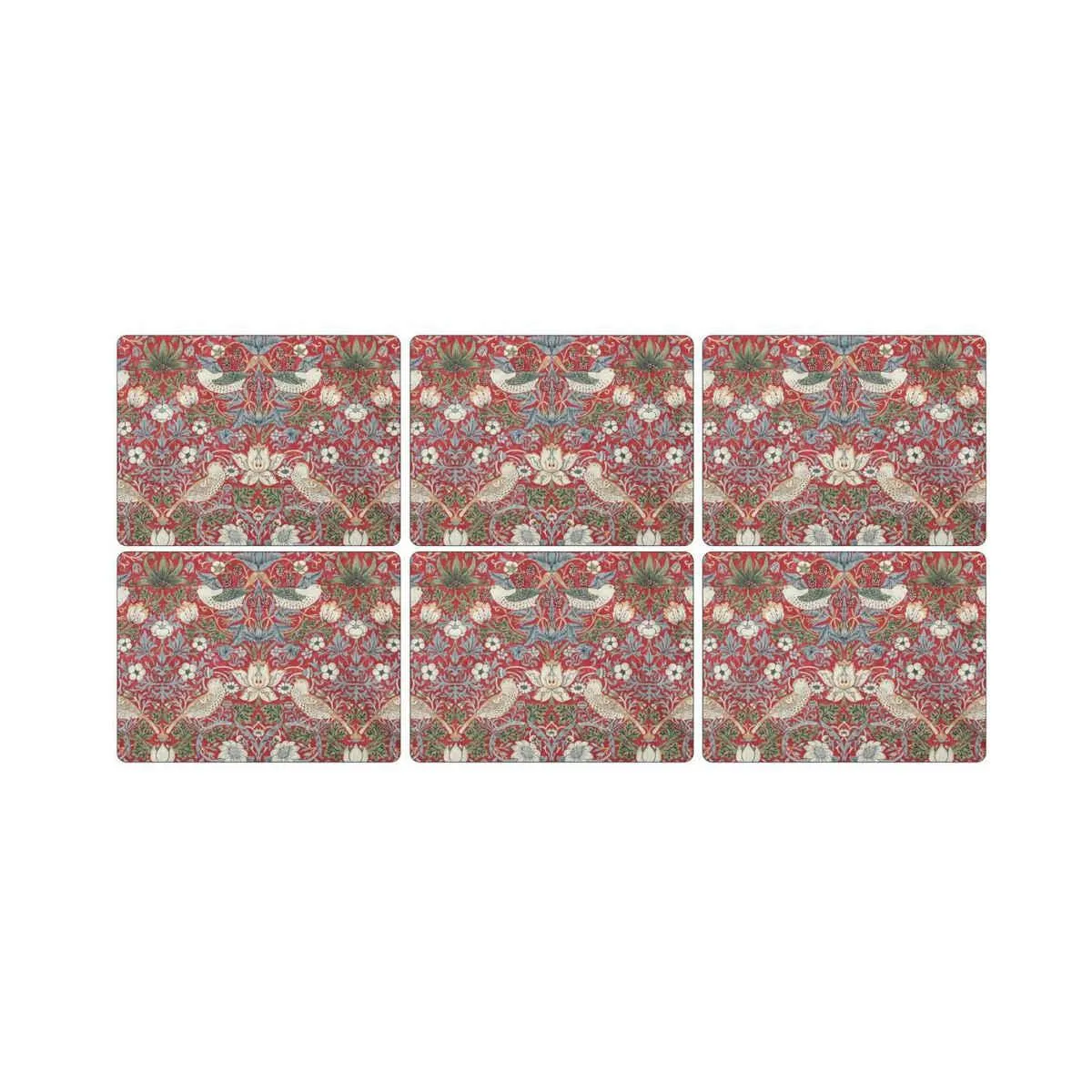 Pimpernel Strawberry Thief Placemats Red Set of 6