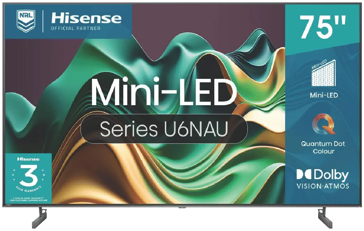 Hisense 75" U6NAU Mini-LED 4K QLED Smart TV 24