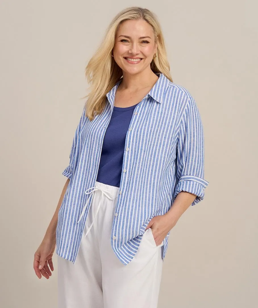 The Essential Linen Blend Stripe Shirt