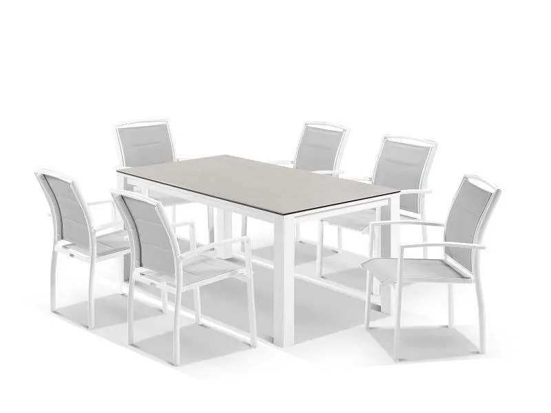 Adele Ceramic table with Verde Chairs 7pc Outdoor Dining Setting