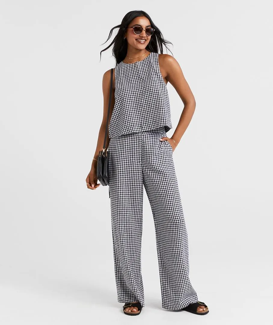 HAZEL LINEN BLEND GINGHAM PANT