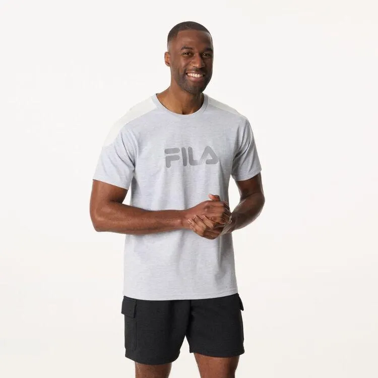 FILA Men's Malik Crew Neck Tee Light Grey Marle