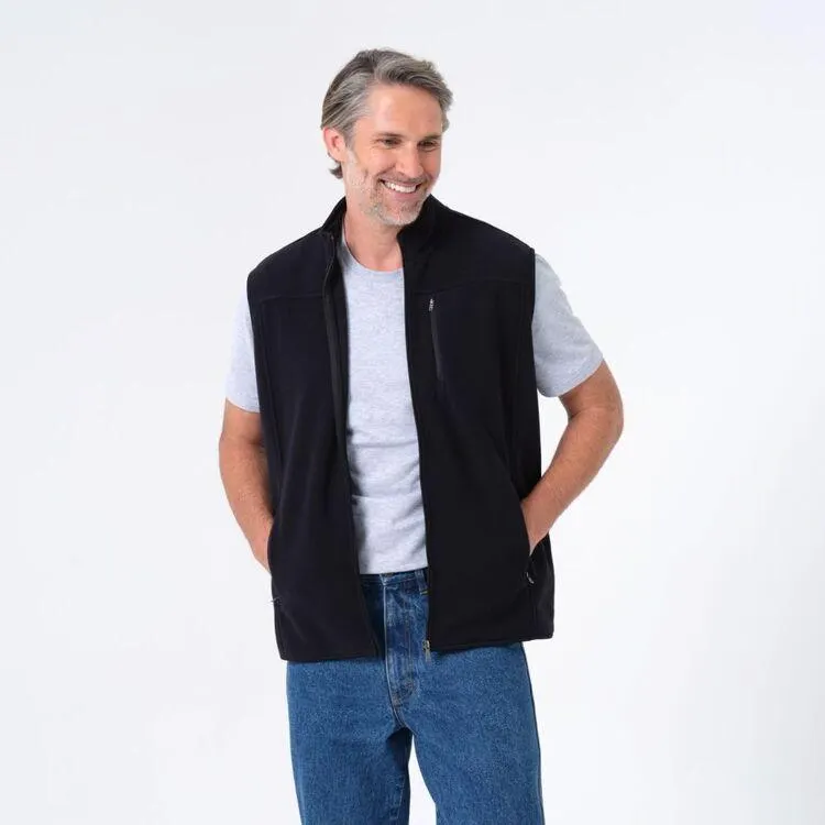 JC Lanyon Men's Macleod Polar Fleece Vest with Chest Zip Black