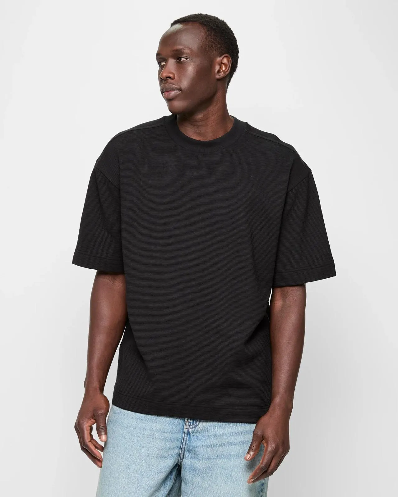 Australian Cotton Textured Heavyweight T-Shirt - Black