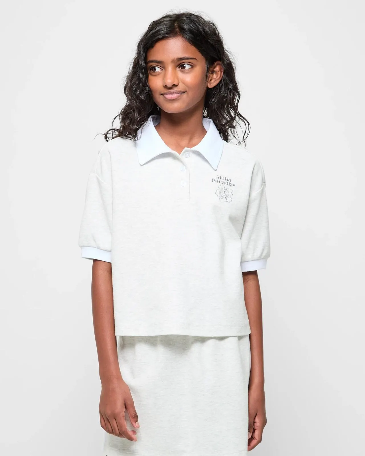 Australian Cotton Blend Polo Top - Grey