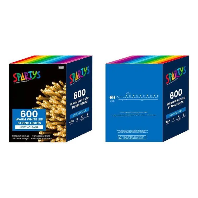 Spartys 600 Low Voltage Clear Cord LED String Lights Warm