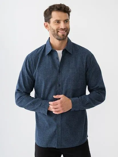 Long Sleeve Permium Brushed Twill Shirt Denim
