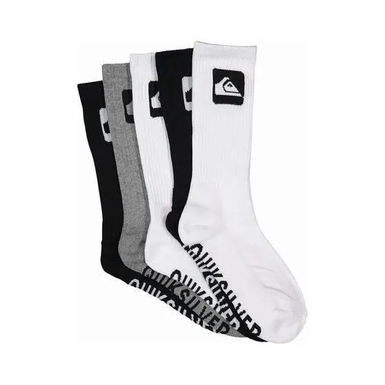 Quiksilver Unisex Crew Socks Mixed 5 Pack OSFM