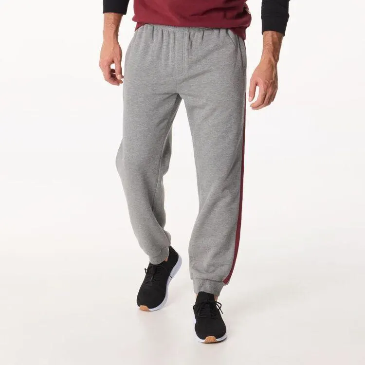 JC Lanyon Essentials Men's Hardy Straight Leg Track Pants with Stripe & Cuff Grey & Multicoloured