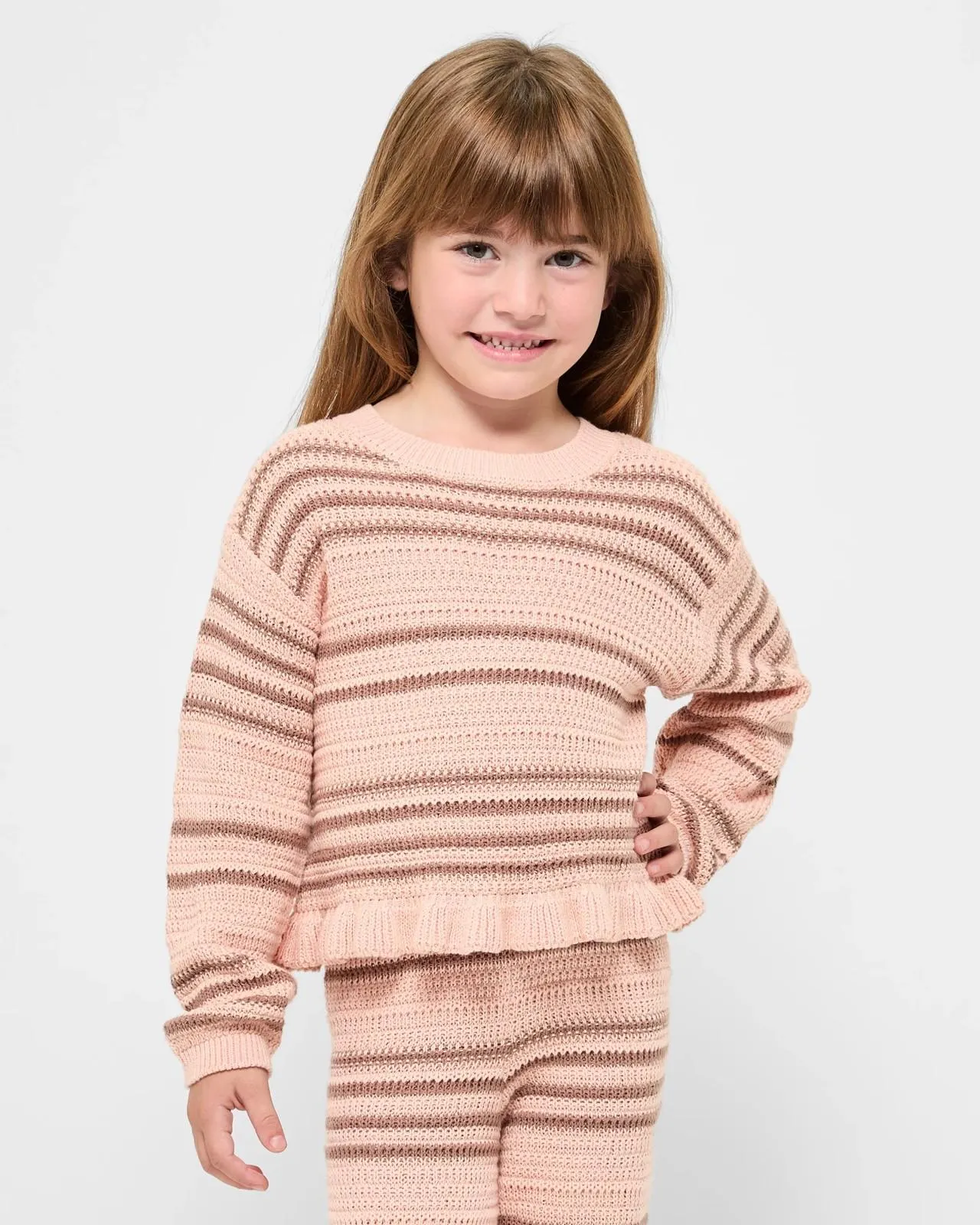 Australian Cotton Long Sleeve Crochet Top - Pink