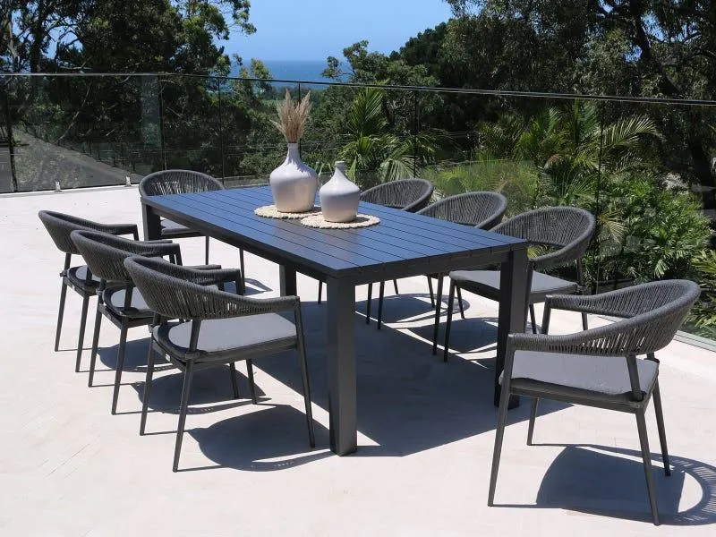 Adele table with Nivala Chairs 9pc Outdoor Dining Setting