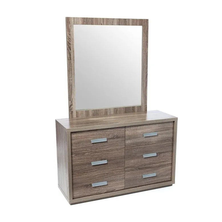 Addison Dresser (6 Drawer) & Mirror, Mocha Oak