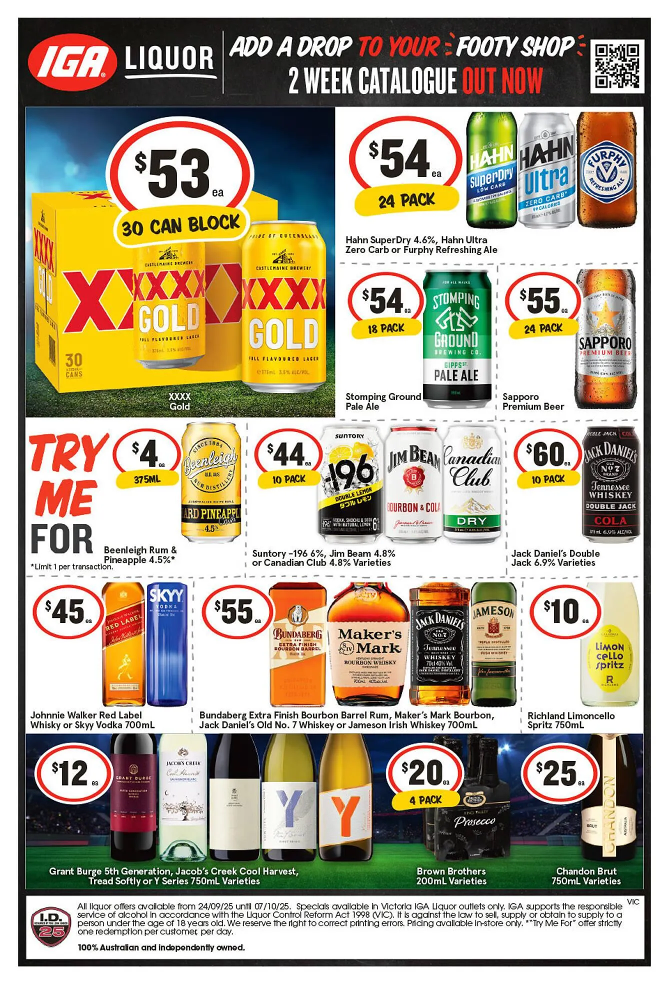 IGA Liquor catalogue - Catalogue valid from 30 September to 7 October 2025 - page 1