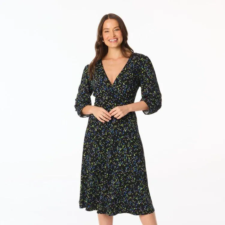 Khoko Smart Women's Jersy Empire Long Sleeve Pebble Dress Black