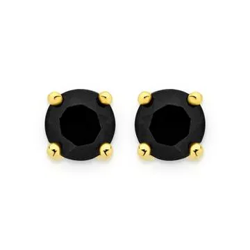 9ct Black Sapphire 4mm Stud Earrings