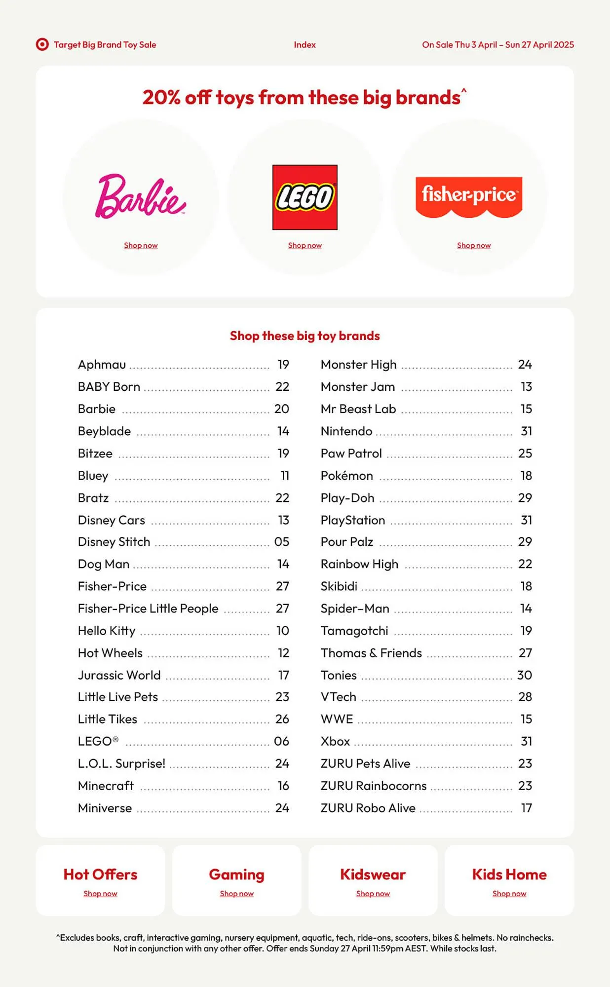 Target catalogue - Catalogue valid from 3 April to 27 April 2025 - page 1