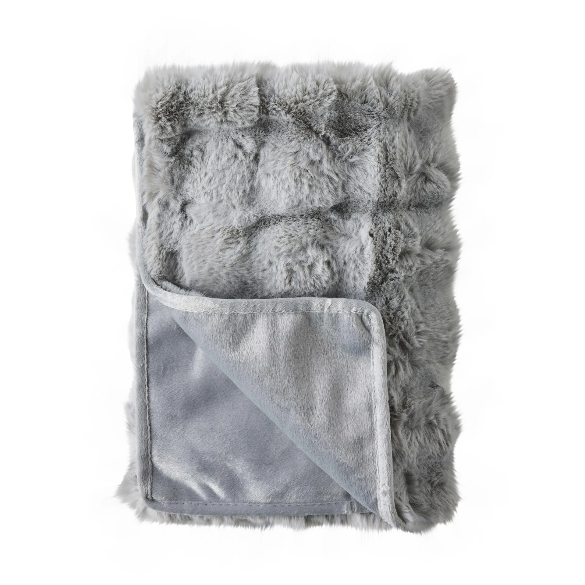 Luxe Bobble Faux Fur Pet Snuggle Mat Silver 80x100cm