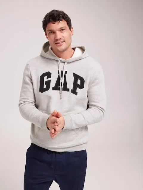 GAP Heritage Logo Hoodie In Light Heather Grey
