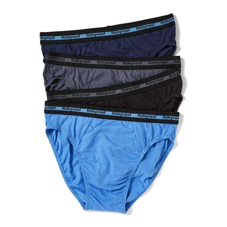 Holeproof Men's Attached Elastic Brief 4 Pack Blue & Multicoloured X Large