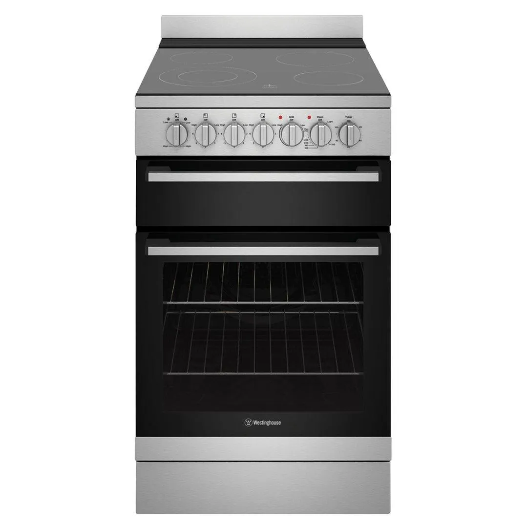Westinghouse 54cm freestanding electric oven and ceramic cooktop, stainless steel WFE542SCB