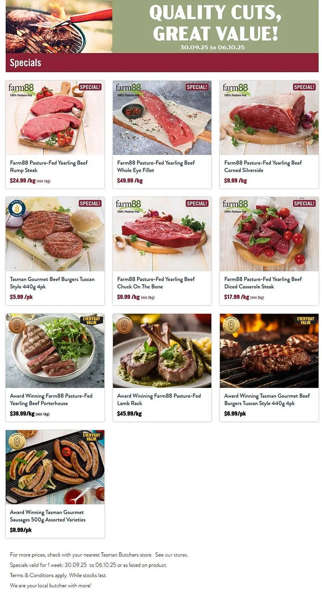 Tasman Butchers catalogue - Catalogue valid from 30 September to 6 October 2025 - page 1