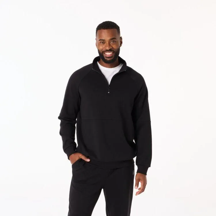 NMA Men's Quarter Zip Colour Blocked Scuba Fleece Black