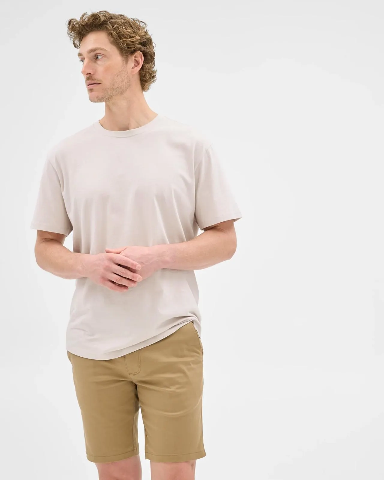 Australian Cotton Blend Slim Chino Shorts - Sepia Tint