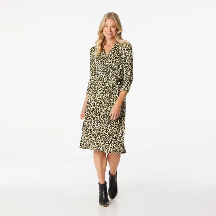 Jane Lamerton Women's Jersey Wrap Dress Chartreuse