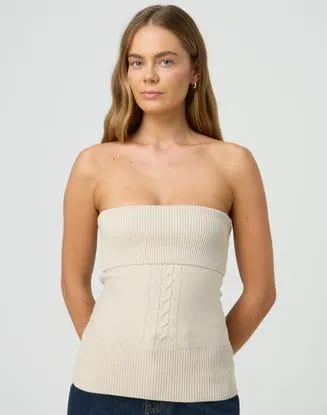 Cable Detail Foldover Strapless Top