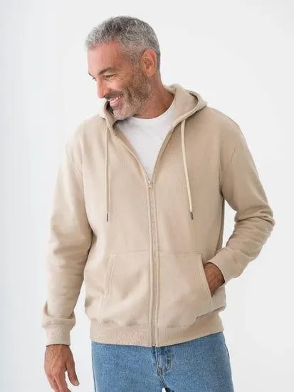 Mens Zip Hoodie With Kangaroo Pockets Taupe