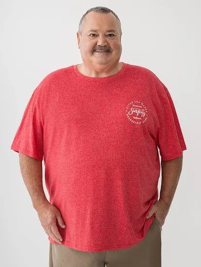 Big Mens Red Yarn Print T Shirt