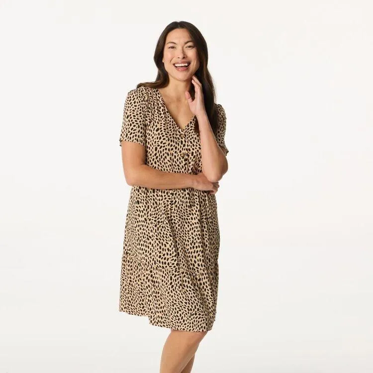 Khoko Collection Woman's Safari Viscose Button Dress Safari