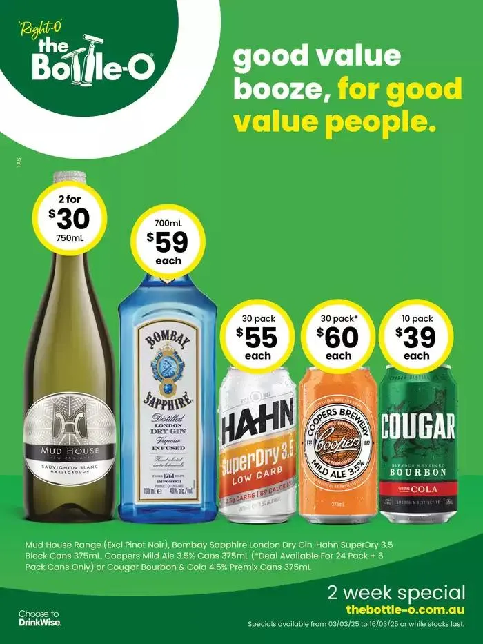 Good Value Booze, For Good Value People 03/03 - Catalogue valid from 3 March to 16 March 2025 - page 1