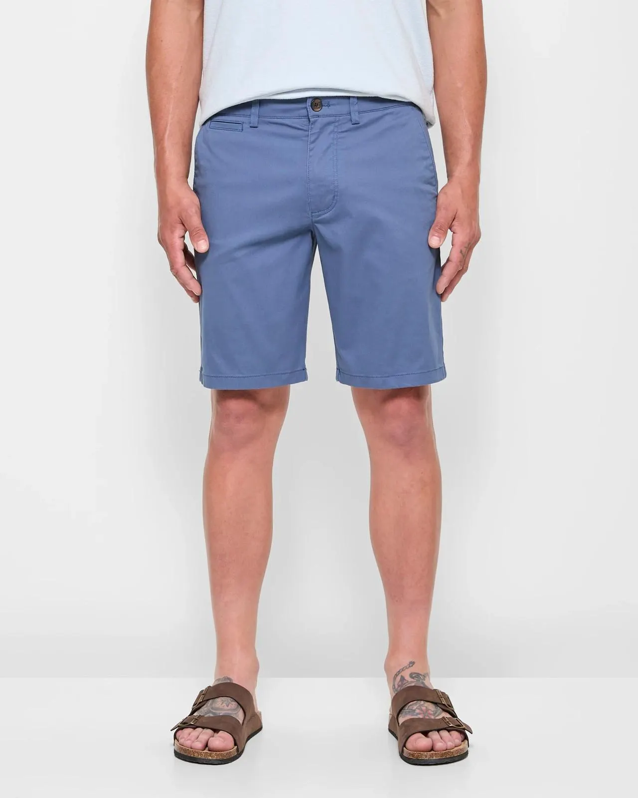 Australian Cotton Regular Stretch Chino Shorts - Vintage / Blue