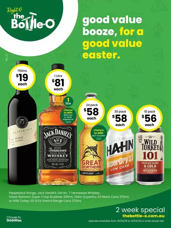 Good Value Booze, For A Good Value Easter. 31/03 - Catalogue valid from 31 March to 13 April 2025 - page 1