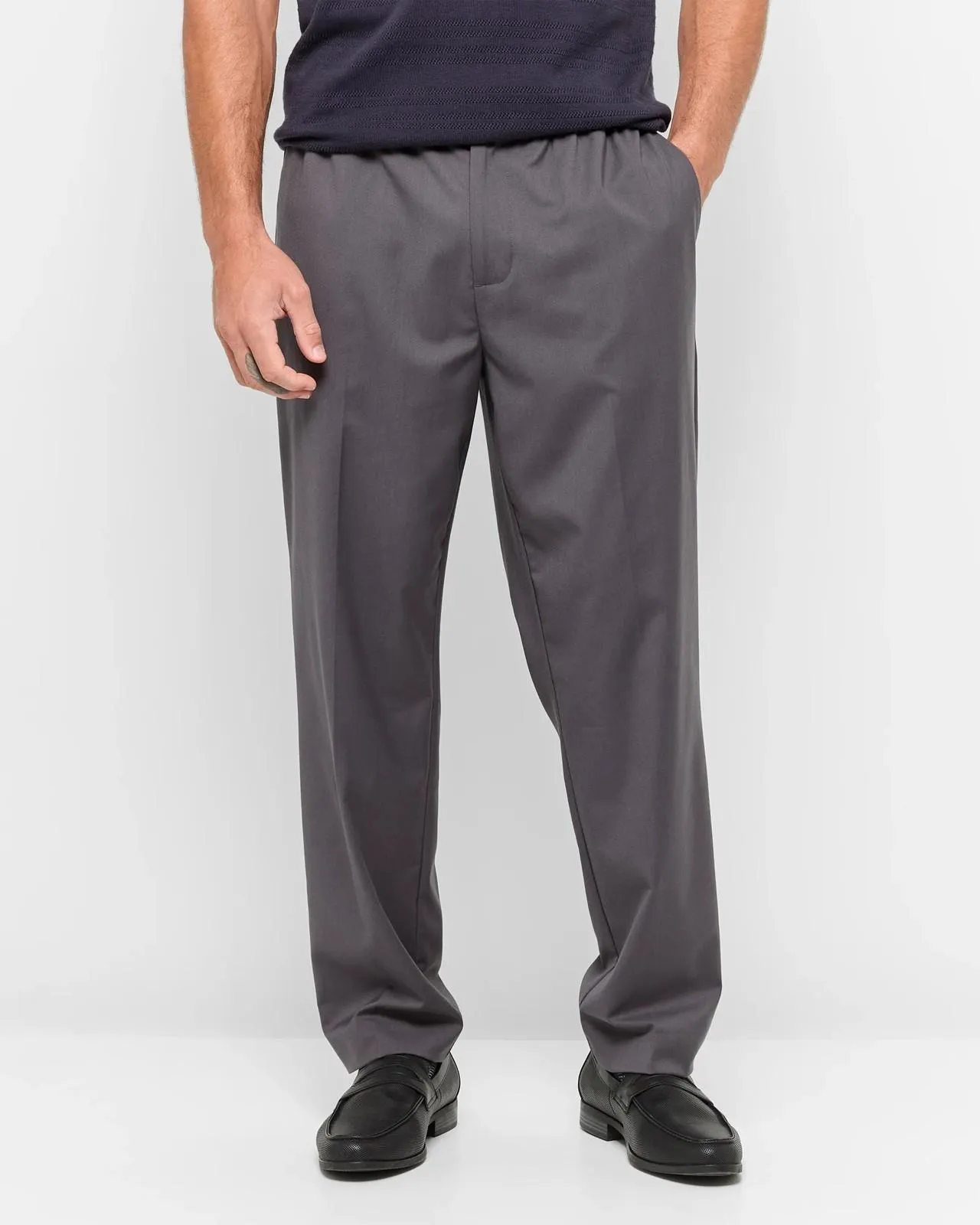 Relaxed Elastic Waist Pants - Preview - Slate Grey