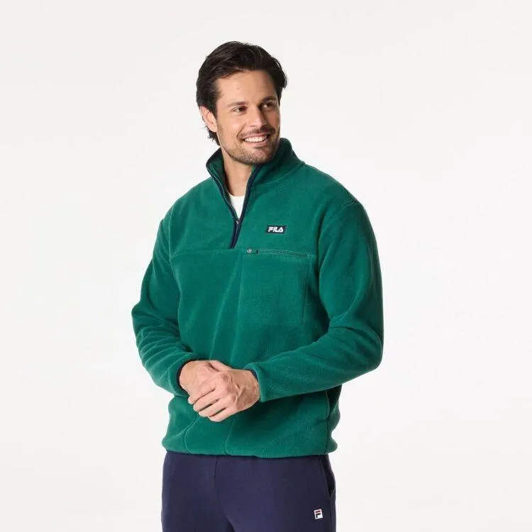 FILA Men's Dante Quarter Zip Polar Fleece Evergreen