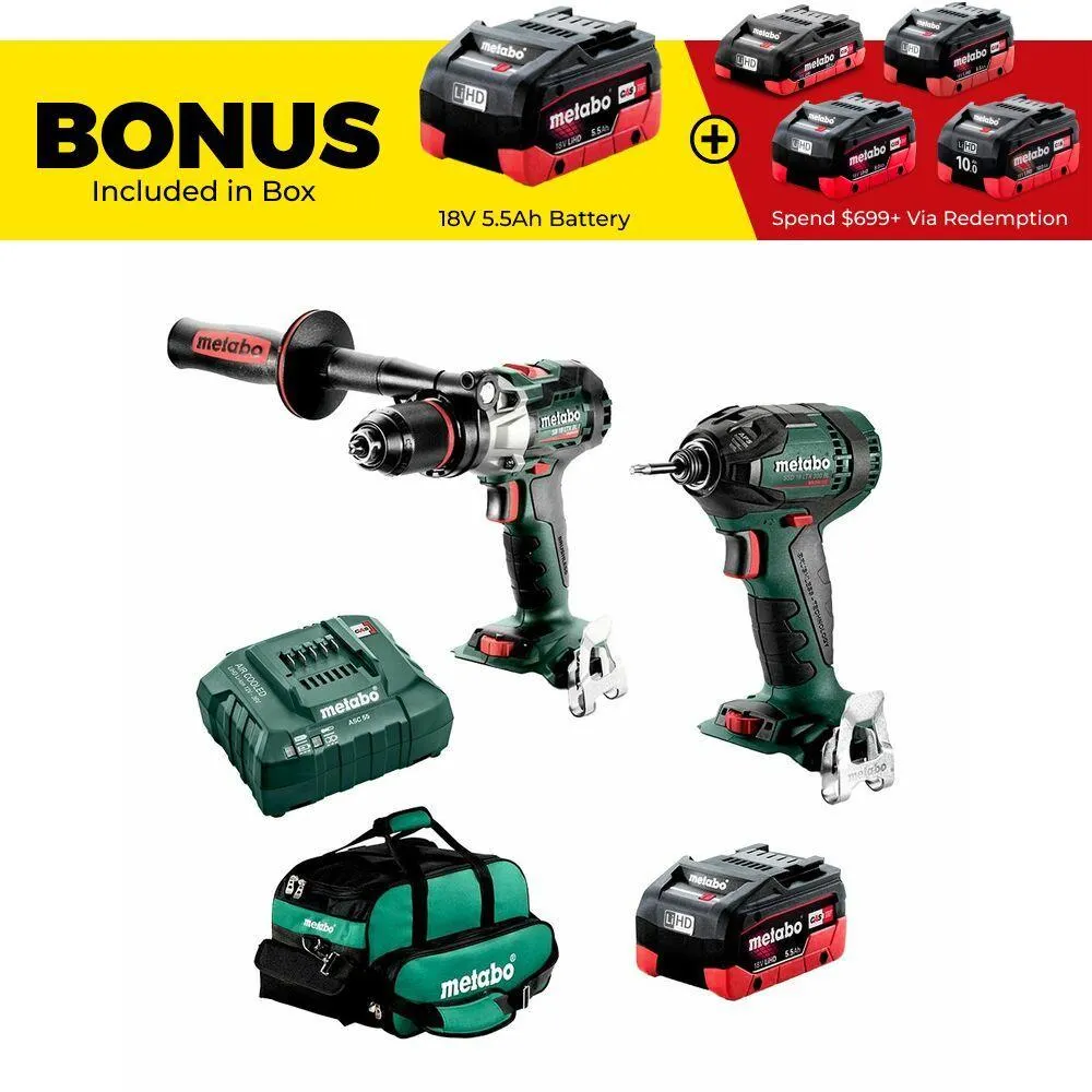Metabo MET18BL2MB1HD5.5HR (AU68207300) 18V 5.5Ah Li-ion Brushless 2pce Combo Kit