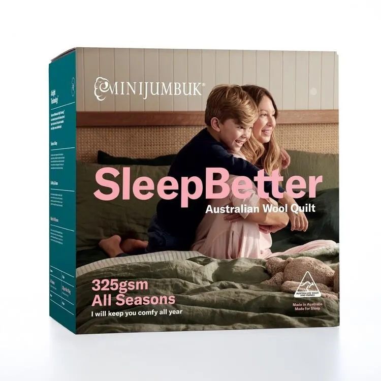 MiniJumbuk 325 GSM All Seasons Wool Quilt White