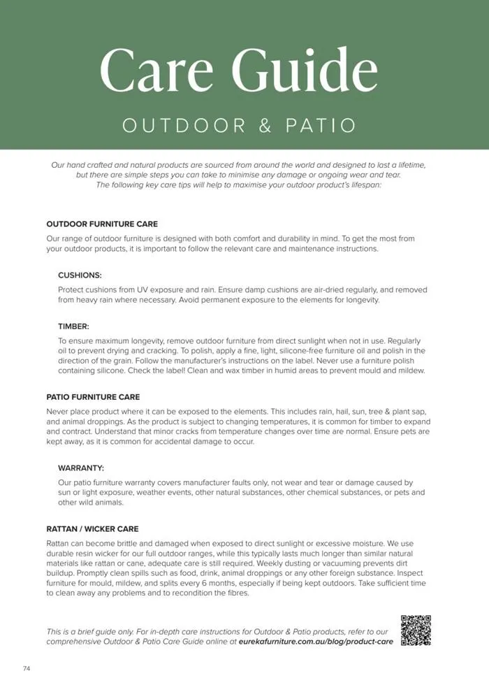 Outdoor & Patio - Catalogue valid from 16 October to 31 December 2024 - page 74