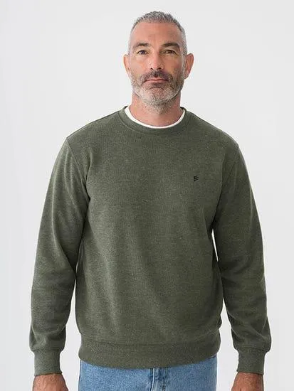 Mens Rib Crew Neck Pullover Khaki