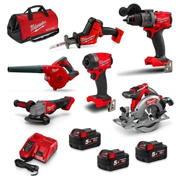 MILWAUKEE 18V FUEL 6 Piece 3 x 5.0Ah Combo Kit Power Pack M18FPP6A3503B