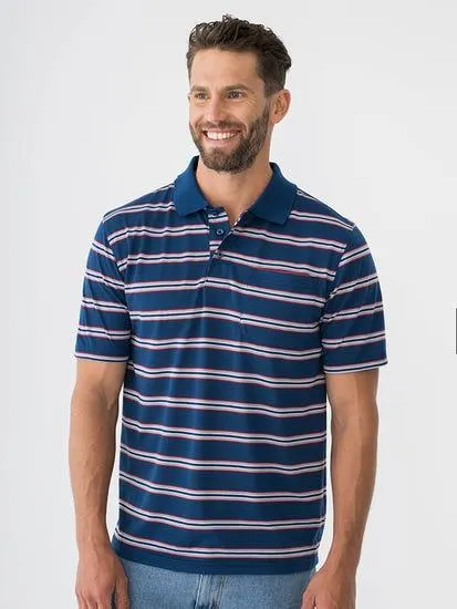Lowes Multi Stripe Polo Navy Red Grey White