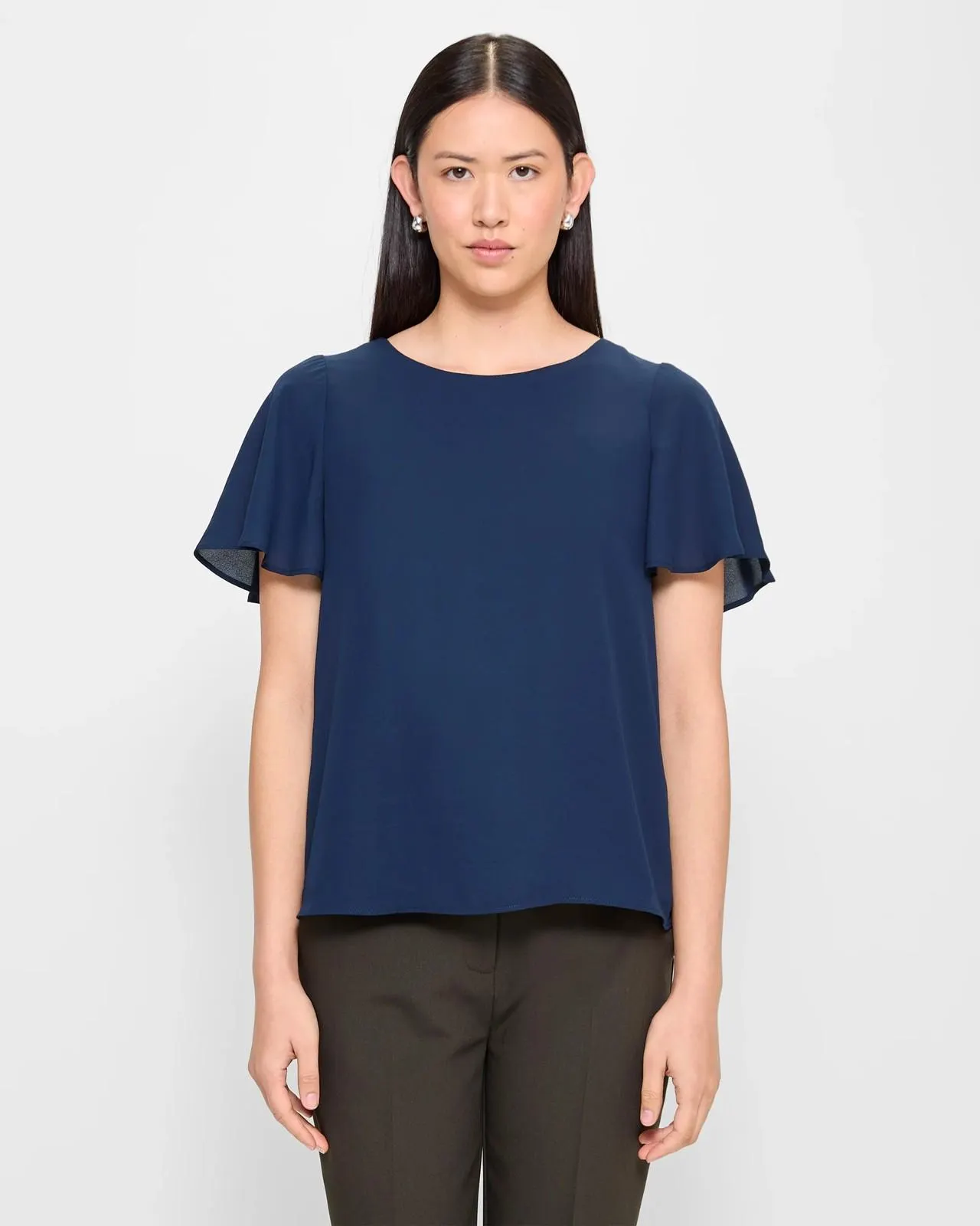 Crew Neck Blouse - Preview - Navy Blue