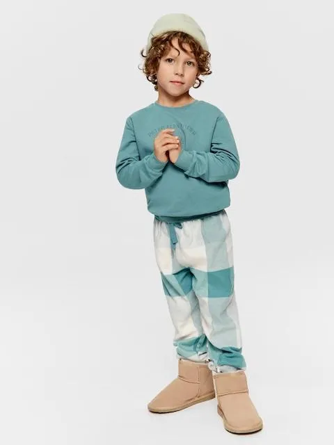 Jnr Boys Check Long Pj Set