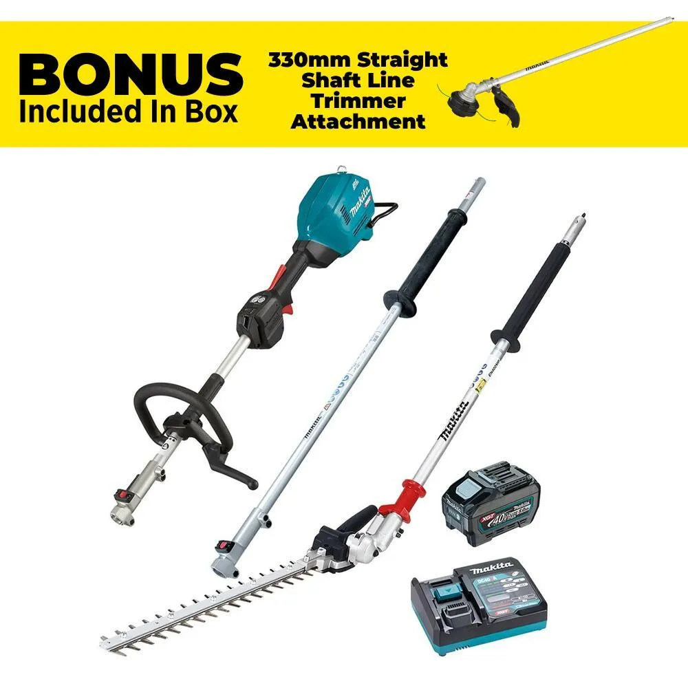 Makita UX01GT101-B 40V 5.0Ah Li-ion XGT Max Cordless Brushless Multi-Function Powerhead Combo Kit with Attachments