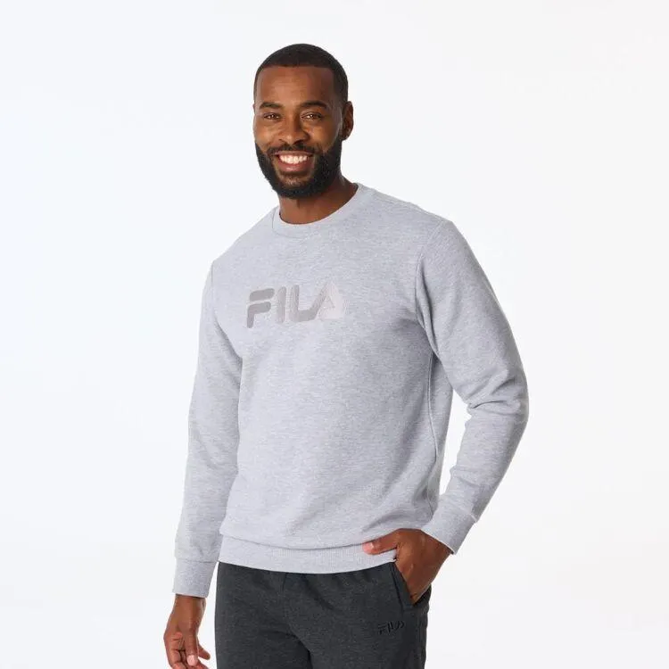FILA Men's Daxton Crew Neck Fleece With Tonal Logo Grey Marle