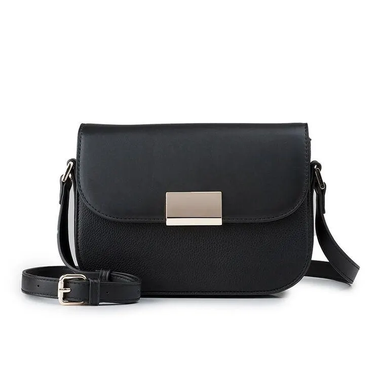 Madison Women's Mel Fold Over Saddle Crossbody Bag Black