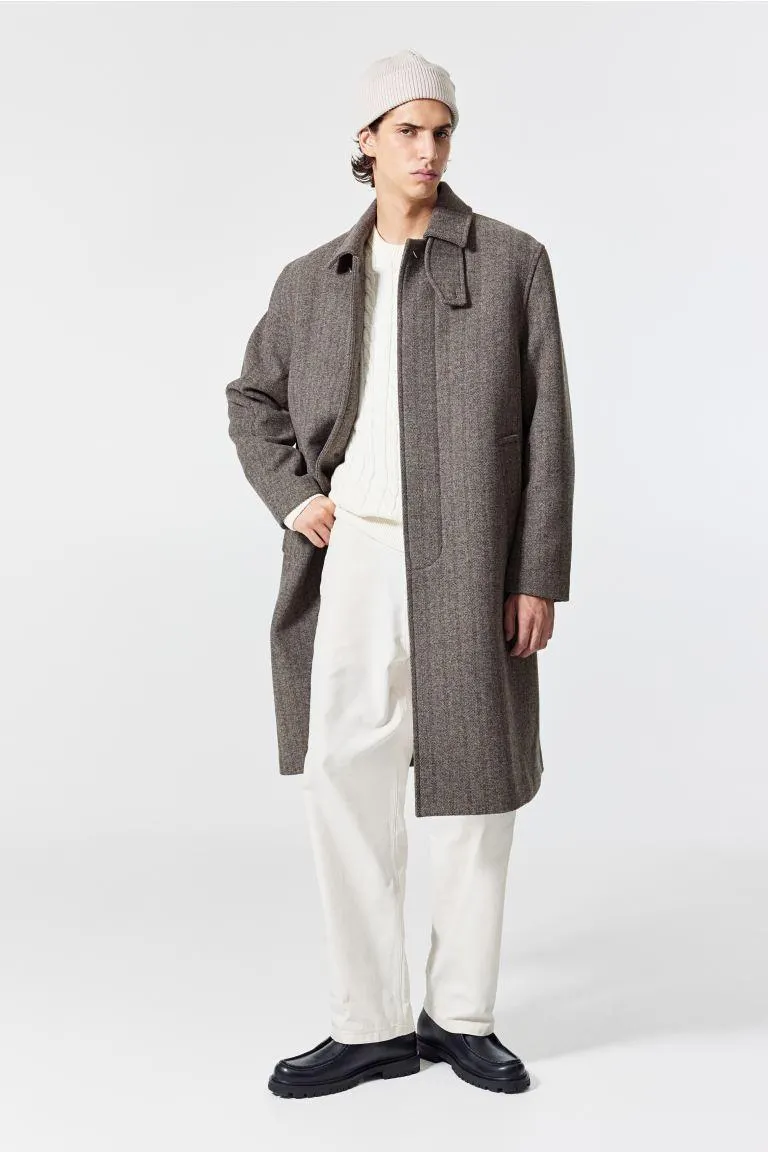 Loose Fit Wool Blend Car Coat
